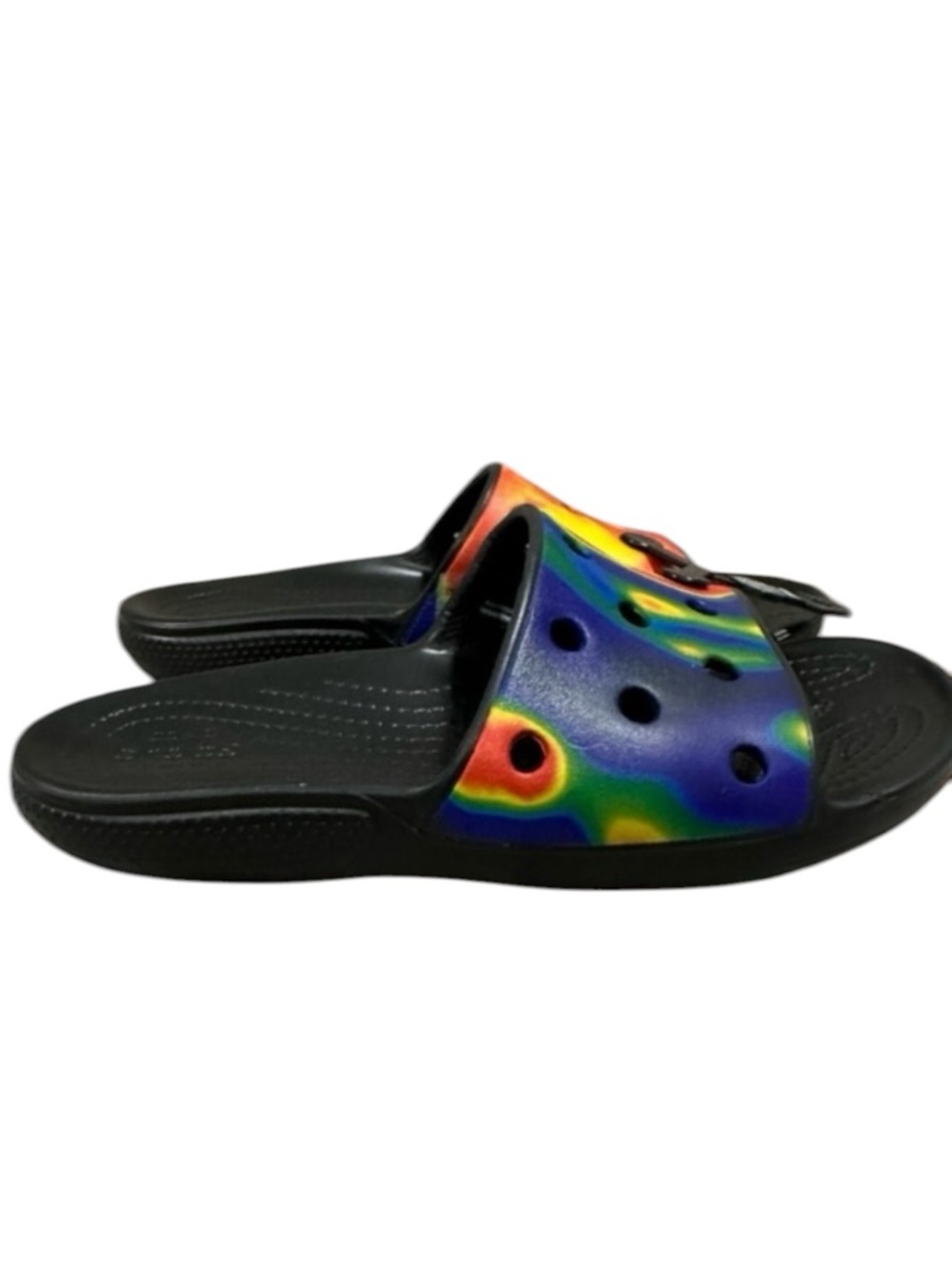 CROCS Classic Tie Dye Slides Sandals for Men Size 8 or Women Size 10.